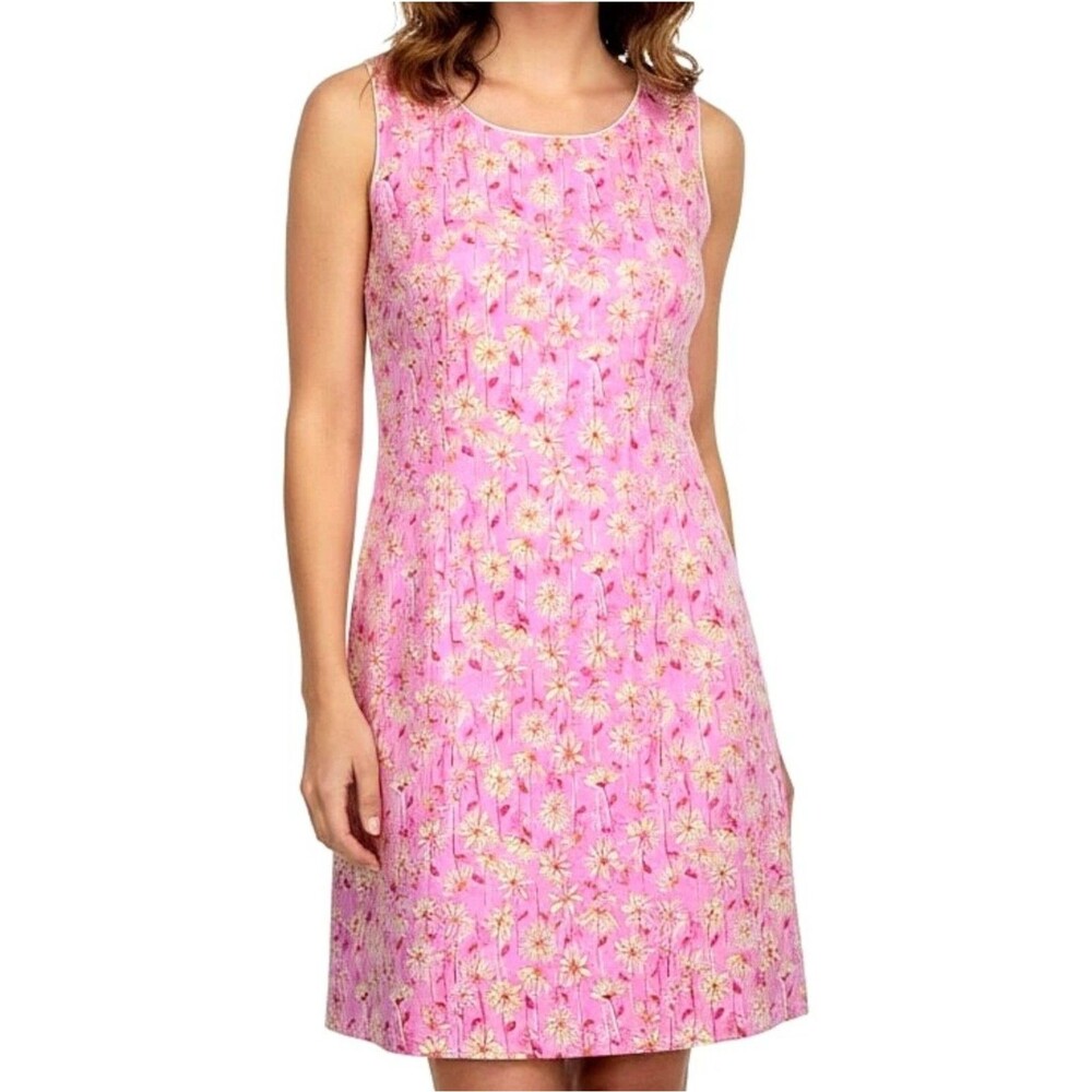 LILLY PULITZER Dress Sleeveless Pink Yellow 100% Cotton Lined Woman 2 Petite XS